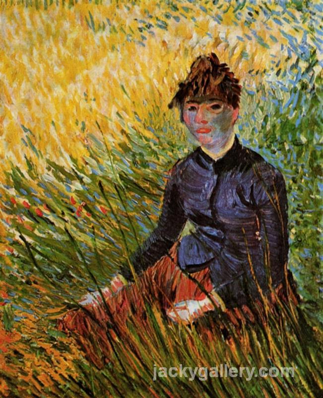Woman Sitting in the Grass, Van Gogh painting